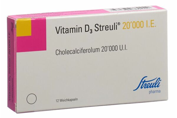 Vitamin D3 Streuli capsules molles 20000 UI 12 pce