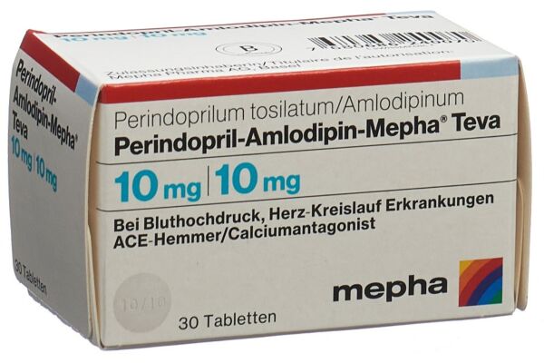 Perindopril-Amlodipin-Mepha Teva cpr 10mg/10mg bte 30 pce