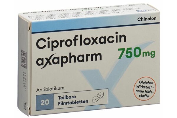 Ciprofloxacine axapharm cpr pell 750 mg 20 pce