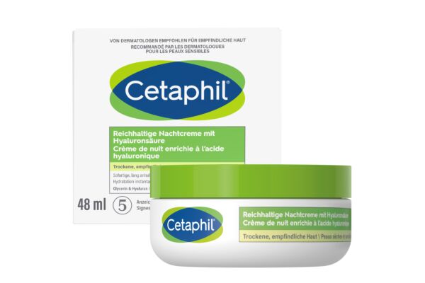 Cetaphil crème de nuit enrichie à l' acide hyaluronique pot 48 ml