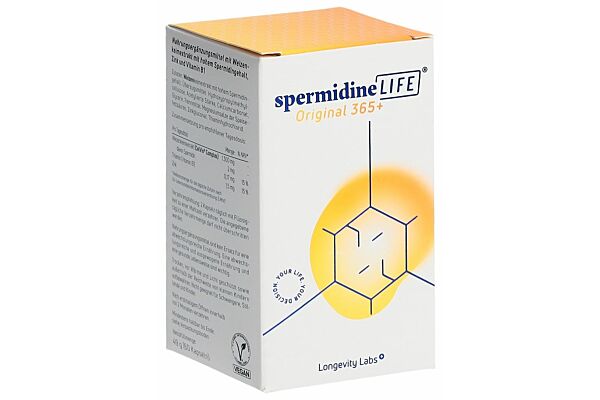 spermidineLIFE Original 365+ Kaps 2 mg natürliches Spermidin Glas 60 Stk