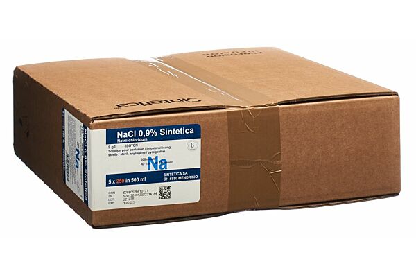 NaCl Sintetica sol perf 0.9 % 250ml in 500ml poche 5 pce